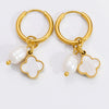 Wholesale Stainless Steel Electroplated 18K Real Gold Heart Shape And Insect Pattern Earrings For Women