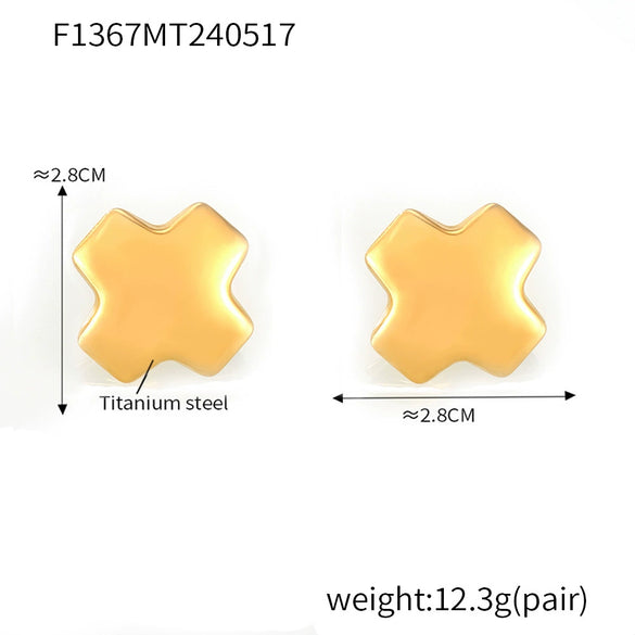 Wholesale Stainless Steel Electroplated 18K Real Gold Irregular Geometric Solid Earrings Combination For Women