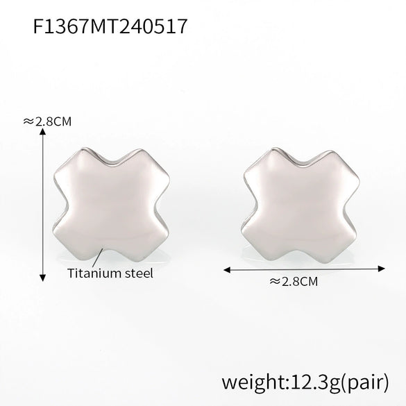 Wholesale Stainless Steel Electroplated 18K Real Gold Irregular Geometric Solid Earrings Combination For Women