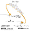 Wholesale Stainless Steel Electroplated 18K White Geometric Heart Zircon Open Bracelet For Women