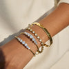 Wholesale Stainless Steel Electroplated 18K White Geometric Heart Zircon Open Bracelet For Women