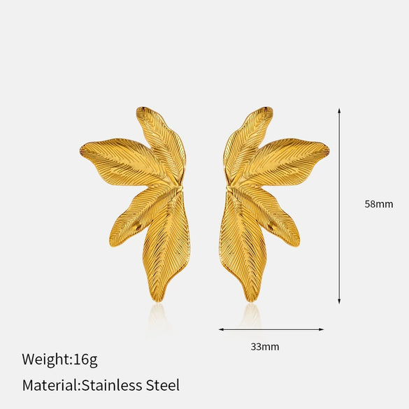 Wholesale Stainless Steel Electroplated Leaf And Flower Earrings For Women