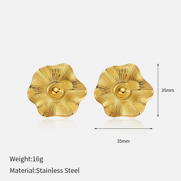 Wholesale Stainless Steel Electroplated Leaf And Flower Earrings For Women