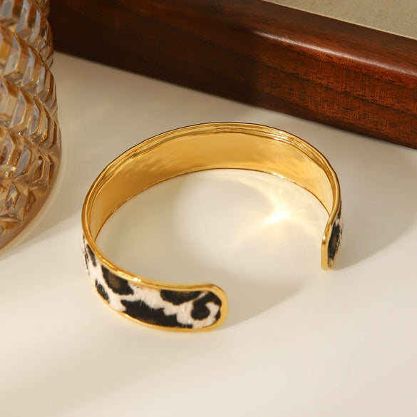 Wholesale Stainless Steel Electroplated Leopard Print Geometric Bracelet Jewelry