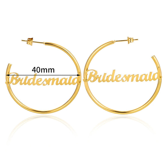 Wholesale Stainless Steel Electroplated Letters Numbers Text Round Earrings For Women