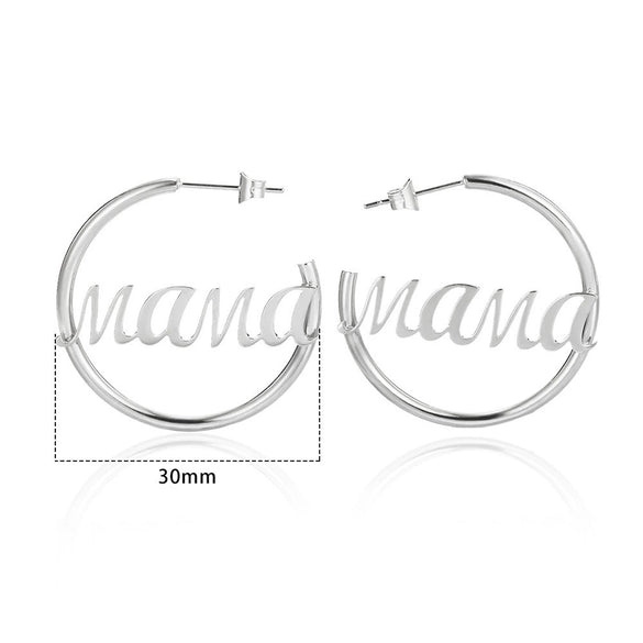 Wholesale Stainless Steel Electroplated Letters Numbers Text Round Earrings For Women