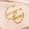 Wholesale Stainless Steel Electroplated Letters Numbers Text Round Earrings For Women
