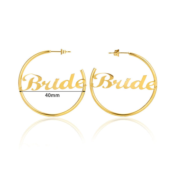 Wholesale Stainless Steel Electroplated Letters Numbers Text Round Earrings For Women