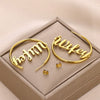 Wholesale Stainless Steel Electroplated Letters Numbers Text Round Earrings For Women