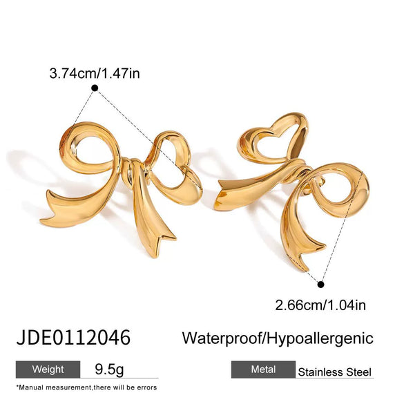 Wholesale Stainless Steel Electroplated Love Bow Earrings For Women Quiet Fashion Design