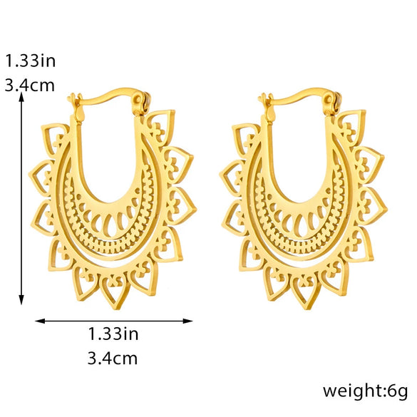 Wholesale Stainless Steel Electroplated Love Geometric Hollow Crochet Earrings For Women