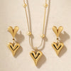 Wholesale Stainless Steel Electroplated Love Heart Necklace And Earrings Set For Women Simple Style Accessories