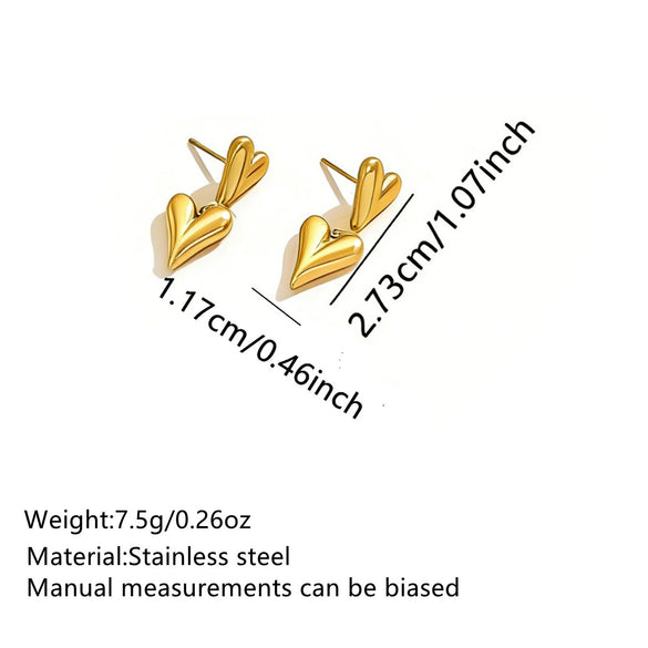 Wholesale Stainless Steel Electroplated Love Heart Necklace And Earrings Set For Women Simple Style Accessories