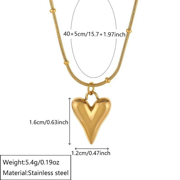 Wholesale Stainless Steel Electroplated Love Heart Necklace And Earrings Set For Women Simple Style Accessories