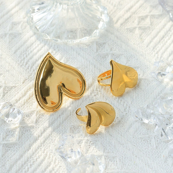 Wholesale Stainless Steel Electroplated Love Opening Heart Shape Ring Jewelry