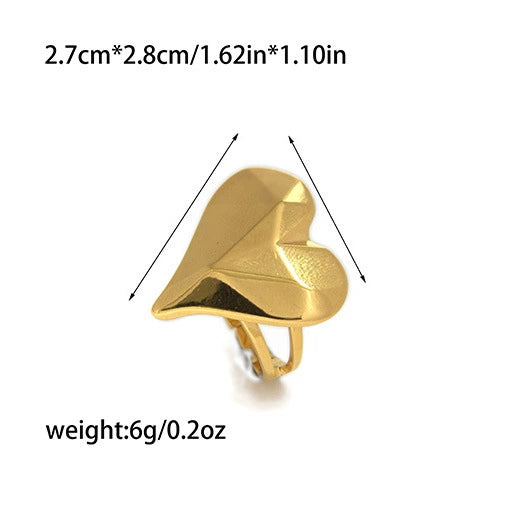 Wholesale Stainless Steel Electroplated Love Opening Heart Shape Ring Jewelry