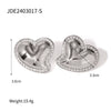 Wholesale Stainless Steel Electroplated Loveshaped White Rhinestone Inlaid Women's Earrings