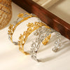 Wholesale Stainless Steel Electroplated Marine Life And Coconut Tree Open Bracelet Jewelry