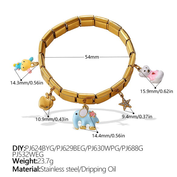 Wholesale 316L Stainless Steel Electroplated Multielement Cartoon Oil Drop Pendant Bracelet Jewelry For Women