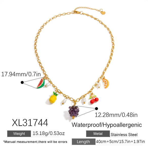 Wholesale Stainless Steel Electroplated Necklace With Heart Shape Fruit Flower Bow Animal Zodiac Pendant For Women