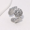 Wholesale Stainless Steel Electroplated Open Ring And Bracelet For Women With Flower Design