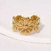 Wholesale Stainless Steel Electroplated Open Ring And Bracelet For Women With Flower Design