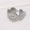 Wholesale Stainless Steel Electroplated Open Ring And Bracelet For Women With Flower Design