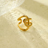 Wholesale Stainless Steel Electroplated Opening Ring Jewelry With Line Winding Texture And Light Luxury Style For Women