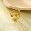 Wholesale Stainless Steel Electroplated Opening Ring Jewelry With Line Winding Texture And Light Luxury Style For Women