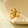 Wholesale Stainless Steel Electroplated Opening Ring Jewelry With Line Winding Texture And Light Luxury Style For Women