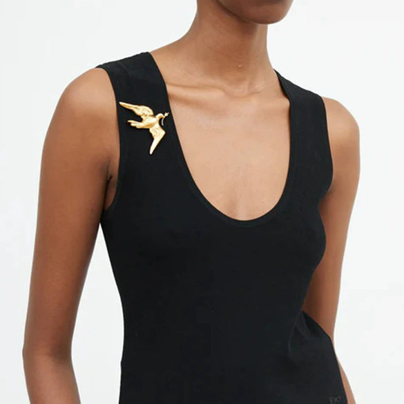 Wholesale Stainless Steel Electroplated Peace Dove Retro Brooch Women's Jewelry