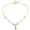 Wholesale Stainless Steel Electroplated Round Beads Water Drop Pendant Necklace For Women