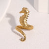 Wholesale Stainless Steel Electroplated Seahorse Open Ring For Women Simple Animal Style Jewelry