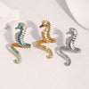 Wholesale Stainless Steel Electroplated Seahorse Open Ring For Women Simple Animal Style Jewelry
