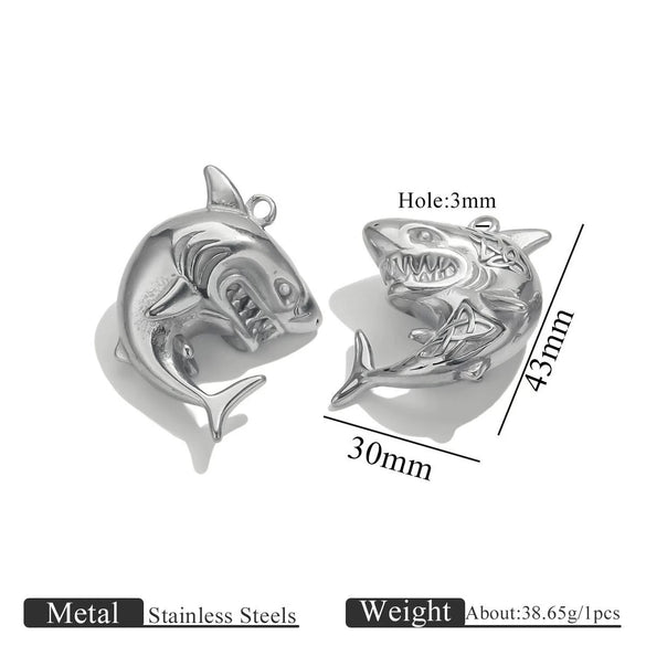 Wholesale Stainless Steel Electroplated Shark Pendant Jewelry Necklace