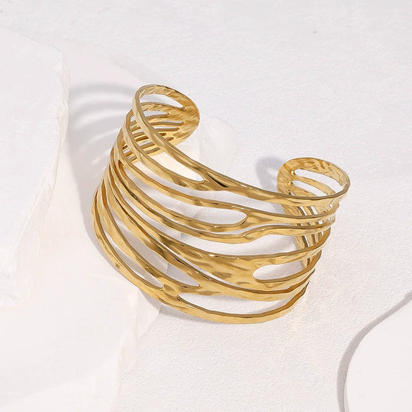 Wholesale Stainless Steel Electroplated Simple Geometric Open Bracelet Jewelry