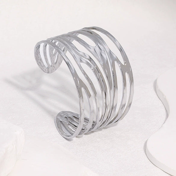 Wholesale Stainless Steel Electroplated Simple Geometric Open Bracelet Jewelry