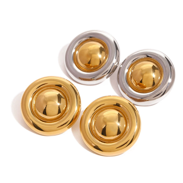 Wholesale Stainless Steel Electroplated Smooth Retro Simple Geometric Circle Earrings For Women