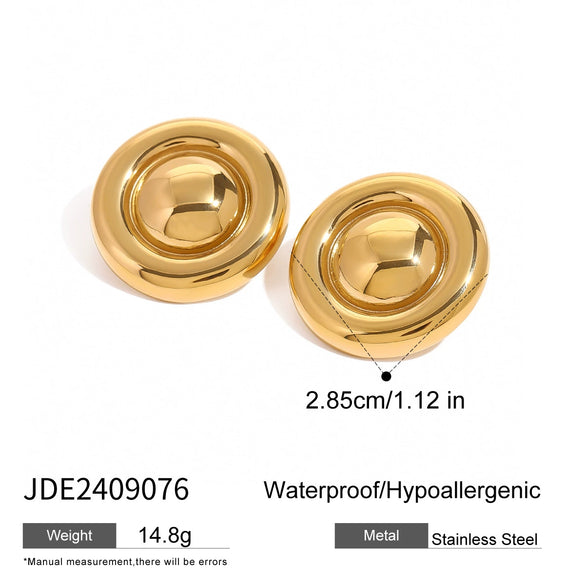 Wholesale Stainless Steel Electroplated Smooth Retro Simple Geometric Circle Earrings For Women