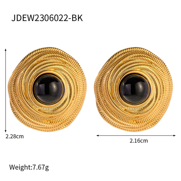 Wholesale Stainless Steel Electroplated Smooth Retro Simple Geometric Circle Earrings For Women
