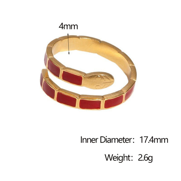 Wholesale Stainless Steel Electroplated Snakeshaped Animal Zodiac Open Ring Women's Jewelry