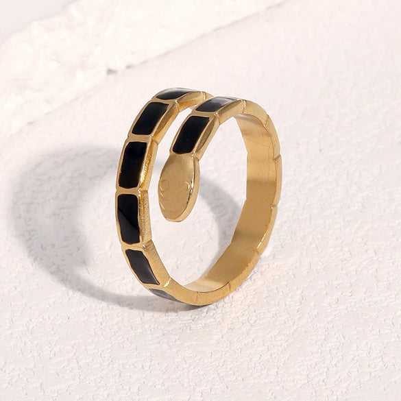Wholesale Stainless Steel Electroplated Snakeshaped Animal Zodiac Open Ring Women's Jewelry