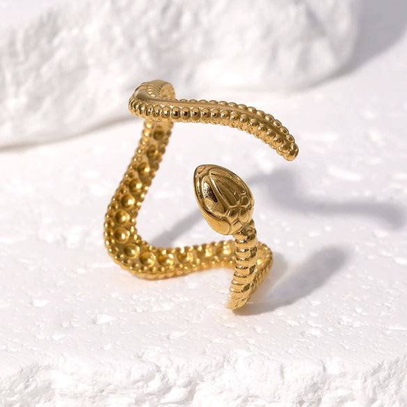 Wholesale Stainless Steel Electroplated Snakeshaped Zodiac Open Ring Women's Jewelry
