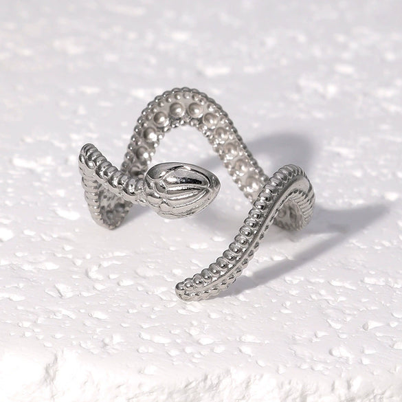 Wholesale Stainless Steel Electroplated Snakeshaped Zodiac Open Ring Women's Jewelry