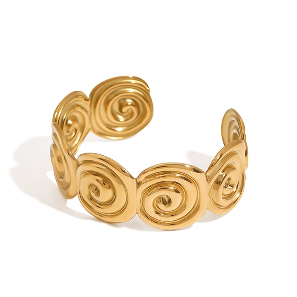 Wholesale Stainless Steel Electroplated Spiral Circle Opening Bracelet Jewelry With Quiet Pretty Texture Trendy And Non Fading