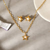 Wholesale Stainless Steel Electroplated Star Earrings And Necklace For Women