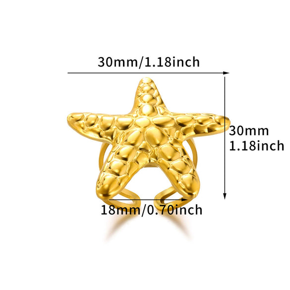 Wholesale Stainless Steel Electroplated Star Shape Geometric Vacation Style Women's Ring