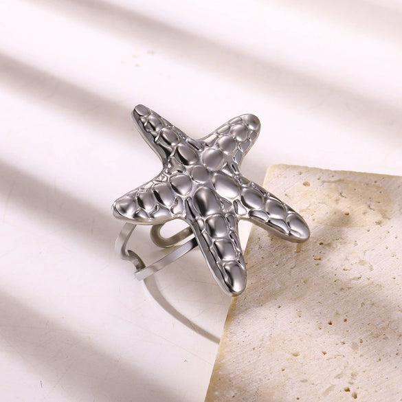 Wholesale Stainless Steel Electroplated Star Shape Geometric Vacation Style Women's Ring