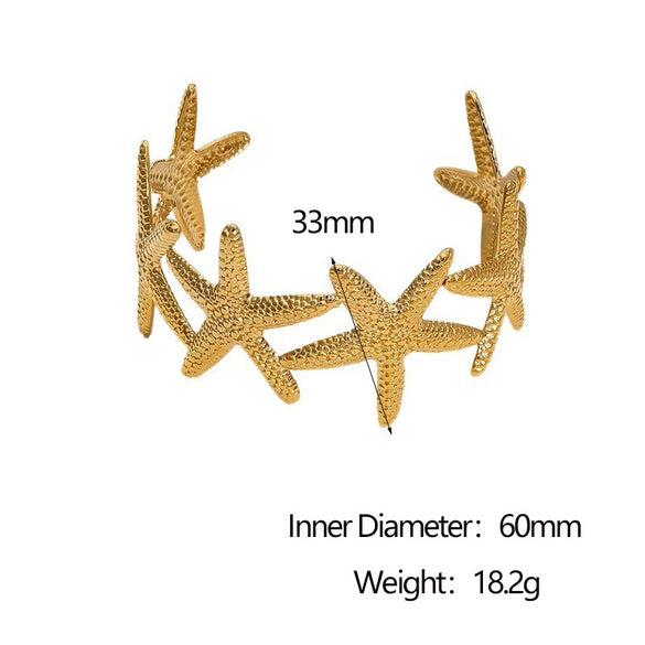 Wholesale Stainless Steel Electroplated Starfish Open Bracelet Simple Casual Style Accessories