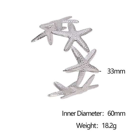 Wholesale Stainless Steel Electroplated Starfish Open Bracelet Simple Casual Style Accessories
